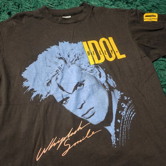 Vintage Billy Idol Whiplash Smile Tee Spring Ford Tag XL Black 80s Rock Shirt - Picture 3 of 5